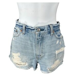 Abercrombie & Fitch size 28 Annie High rise Blue Jean Shorts Distressed‎